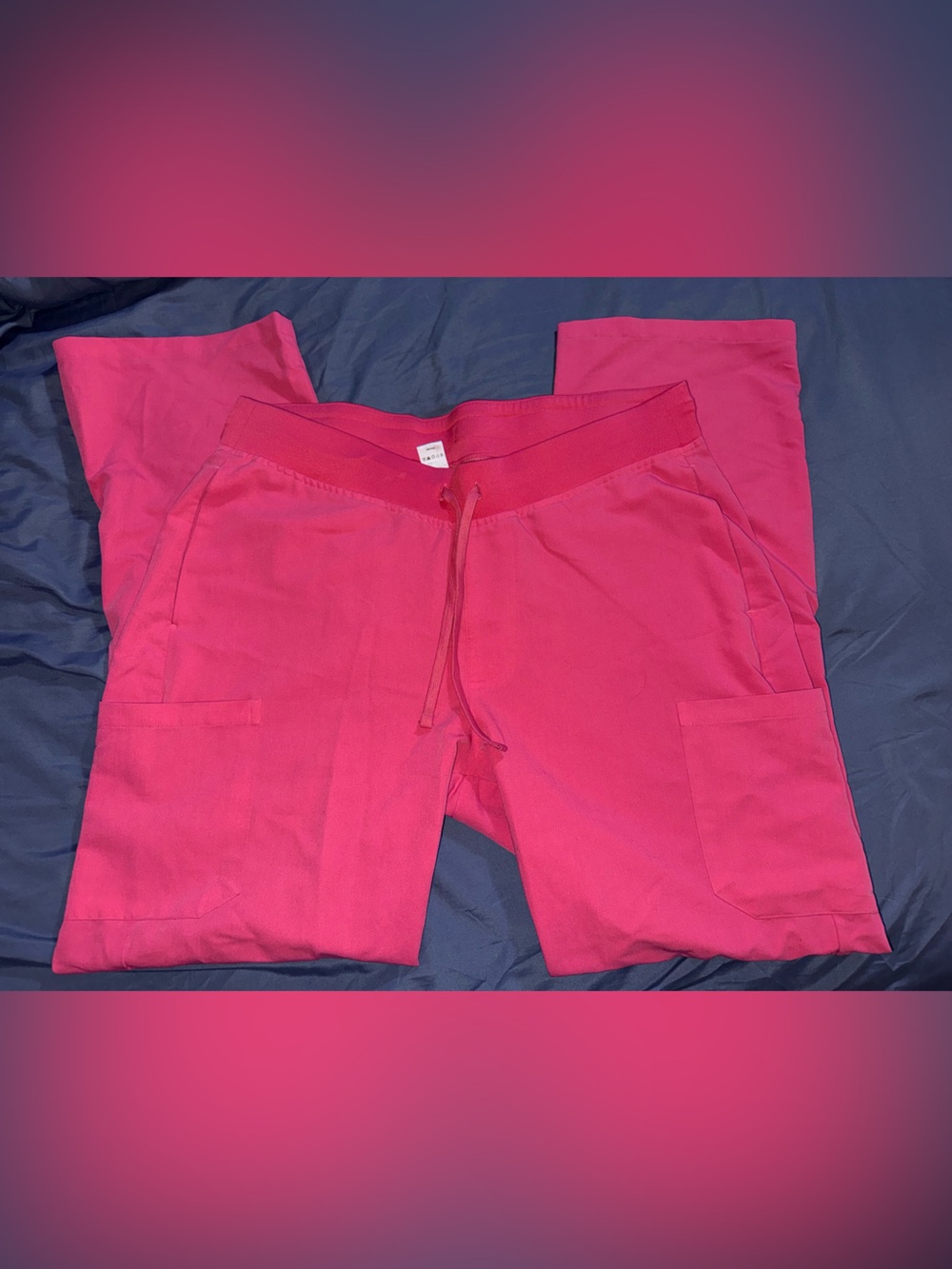 Bright Pink Mandala Drawstring Cargo Scrub Pants